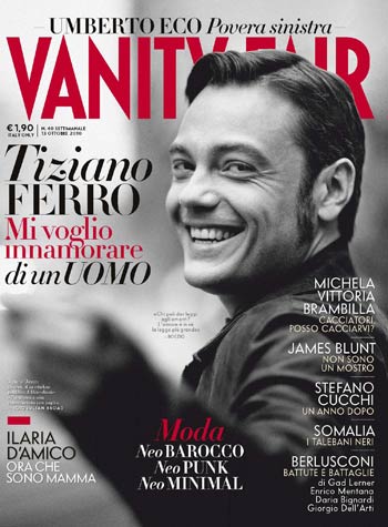 Tiziano Ferro sulla copertina di Vanity Fair
